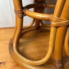 【B424】昭和レトロ　アンティーク　回転式　ラタン　スツール　椅子　腰掛けの画像