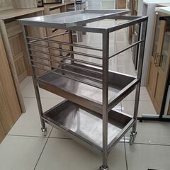 ★リユースのサカイ日立店★HJ8341  スチールラック/キッチンワゴン シルバー H90×D40.5×W60.5 クリーニング済み の画像