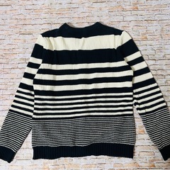 【綿100%】ニットカーディガン長袖　メンズ　ボーダー柄　アウターの画像