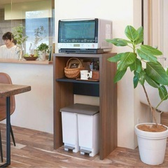 【SHIRAI STORE】レンジ台 ゴミ箱上ラック 幅60cm 高さ105cm ダークブラウン キッチン収納 ヴォルデバ VRD-1060DKの画像