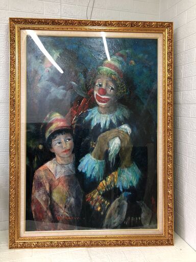 油彩 ビンテージ ピエロ アート 油絵 壁掛け　縦133㎝×横96.5㎝ 油彩 ビンテージ ピエロ 安い アート 油絵 壁掛け 縦133㎝×横96.5㎝