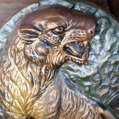 オブジェ タイガー 虎 トラ 壁飾り 温度計付き インテリア　/UJ-1381 2Fの画像