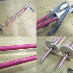 P-PRITY ジュニア カービングスキー 120cm ポール付き 3点セット ピンク系 LOOK 調整ビンディング付き板 札幌市 新道東店の画像