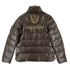 美品 PEARLY GATES パーリーゲイツ ブランドロゴ 秋冬 AW ダウンジャケット ナイロン ブラウン レディース 0(S) ゴルフウェア 2way【古着】【中古】の画像