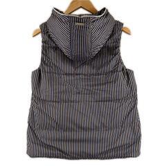 美品 MASTER BUNNY EDITION マスターバニーエディション ストライプ 秋冬 AW ダウンベスト ナイロン ベージュ レディース 1(M) ゴルフウェア【古着】【中古】の画像