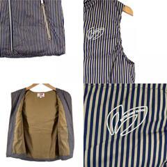 美品 MASTER BUNNY EDITION マスターバニーエディション ストライプ 秋冬 AW ダウンベスト ナイロン ベージュ レディース 1(M) ゴルフウェア【古着】【中古】の画像