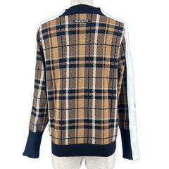 美品 PEARLY GATES パーリーゲイツ チェック 秋冬 AW 長袖ニット ポリエステル/コットン ブラウン レディース 0(S) ゴルフウェア【古着】【中古】の画像