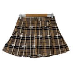 極美品 PEARLY GATES パーリーゲイツ チェック オールシーズン スカート コットン/ポリウレタン ブラウン レディース 1(M) ゴルフウェア【古着】【中古】の画像