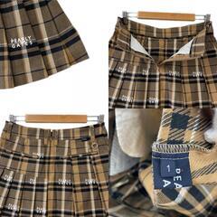極美品 PEARLY GATES パーリーゲイツ チェック オールシーズン スカート コットン/ポリウレタン ブラウン レディース 1(M) ゴルフウェア【古着】【中古】の画像