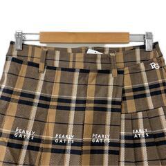 極美品 PEARLY GATES パーリーゲイツ チェック オールシーズン スカート コットン/ポリウレタン ブラウン レディース 1(M) ゴルフウェア【古着】【中古】の画像