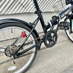 自転車 折りたたみ ARCHNESS 20インチ 持ち運び 輪行 サイクリング シティサイクル 折り畳み 町乗り コンパクト 鍵付き 黒の画像