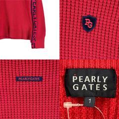 美品 PEARLY GATES パーリーゲイツ ブランドロゴ 秋冬 AW 長袖ニット レッド レディース 1(M) ゴルフウェア セーター【古着】【中古】の画像