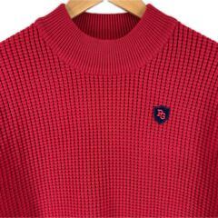 美品 PEARLY GATES パーリーゲイツ ブランドロゴ 秋冬 AW 長袖ニット レッド レディース 1(M) ゴルフウェア セーター【古着】【中古】の画像