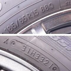 スタッドレスタイヤ＆アルミ　185/65R15　PCD100-4H 2021年製 バリ山の画像