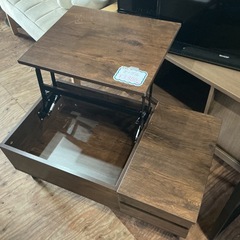 昇降式テーブル✨収納スペース付き❣️木目調リビングテーブルリフトアップテーブルセンターテーブルリフティ幅90.2cm奥行き50.3cm高さ37cm傷あり💦おしゃれ🌷ブラウンの画像