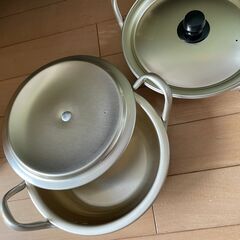 アルミ両手鍋　１８センチ　フタ付き　２個セットの画像