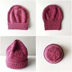 手編み 帽子&マフラー 2点セット　ピンクミックスの画像