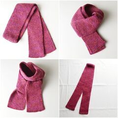 手編み 帽子&マフラー 2点セット　ピンクミックスの画像