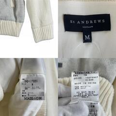 美品 St Andrews セントアンドリュース フルジップニットアウター ブランドロゴ 秋冬 AW ブルゾン アクリル/ウール グレー メンズ M ゴルフウェア【古着】【中古】の画像