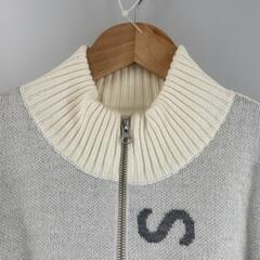 美品 St Andrews セントアンドリュース フルジップニットアウター ブランドロゴ 秋冬 AW ブルゾン アクリル/ウール グレー メンズ M ゴルフウェア【古着】【中古】の画像