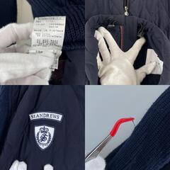 美品 St Andrews セントアンドリュース ニットブルゾン ブランドロゴ 秋冬 AW ブルゾン ナイロン/ポリウレタン ネイビー メンズ M ゴルフウェア【古着】【中古】の画像