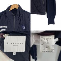 美品 St Andrews セントアンドリュース ニットブルゾン ブランドロゴ 秋冬 AW ブルゾン ナイロン/ポリウレタン ネイビー メンズ M ゴルフウェア【古着】【中古】の画像
