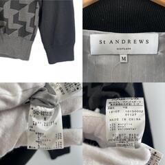 美品 St Andrews セントアンドリュース ブランドロゴ 秋冬 AW ブルゾン アクリル/ウール ブラック メンズ M ゴルフウェア【古着】【中古】の画像