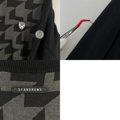 美品 St Andrews セントアンドリュース ブランドロゴ 秋冬 AW ブルゾン アクリル/ウール ブラック メンズ M ゴルフウェア【古着】【中古】の画像