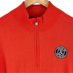 美品 Ampasy アンパスィ ブランドロゴ 秋冬 AW 長袖ニット アクリル/ウール オレンジ メンズ L ニットアウター　ハーフジップニット【古着】【中古】の画像