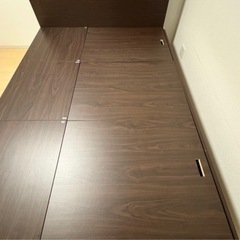 ベッドフレーム　ダブル　収納付き　ダークブラウンの画像