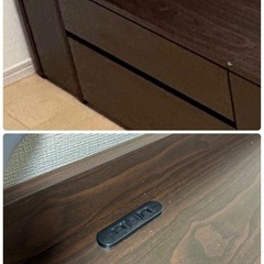 ベッドフレーム　ダブル　収納付き　ダークブラウンの画像