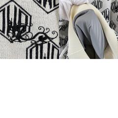 極美品 Dance With Dragon ダンスウィズドラゴン 裏地防風セーター 総柄 秋冬 AW 長袖ニット アクリル/ウール ホワイト メンズ 3(L) ゴルフウェア【古着】【中古】の画像