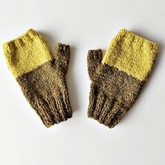 手編みハンドウォーマー　秋色ミトンの画像