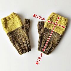 手編みハンドウォーマー　秋色ミトンの画像