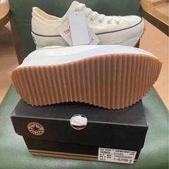 コンバースオールスター チャンキーボート OX ホワイト/ガム 24.5 cm ナノケア消臭スプレー　セットの画像