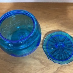 琉球ガラス・キャンディポット美品の画像