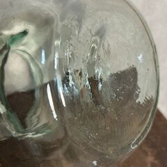 【B428】花瓶/インテリア/ガラス花瓶/フラワーベース/変形空瓶/ラムネ瓶色/当時もの/レア瓶/小魚水槽/置物/レトロ/古玩/空気/の画像