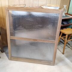 レトロ ガラス戸 木製 すりガラス 建具 インテリア DIYに　/UJ-1384 1Fの画像