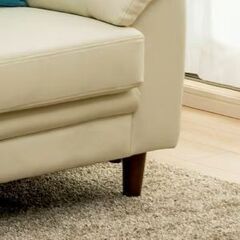 新品同様　ヤマダオリジナル［3人掛］ソファ 「YS130012IV」幅209 合成皮革アイボリー 色の画像