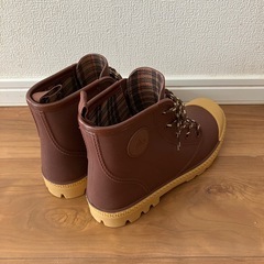 靴 ブーツ 茶色 チェック 23.5〜24cmの画像