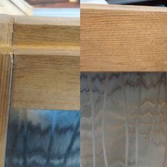 レトロ ガラス戸 木製 すりガラス 建具 インテリア DIYに　/UJ-1384 1Fの画像