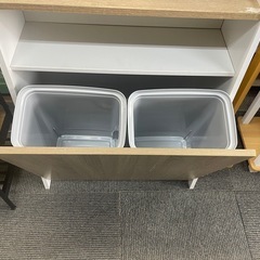 【リサイクルサービス八光】幅63㎝　アイリスオーヤマ　 ウッドペールストッカー ウォームホワイト/ライトナチュラル WPS-630 15L×2の画像