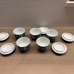 有田焼　湯呑み5客セット　蓋付きの画像