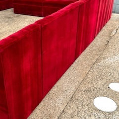 レトロ 布製 ボックスソファ スナック パブ ラウンド カラオケ喫茶 店舗 ソファ 6点セットの画像