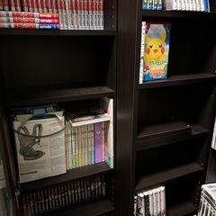 ニトリ　大型　飾れるディスプレイ扉付きスライド書棚の画像