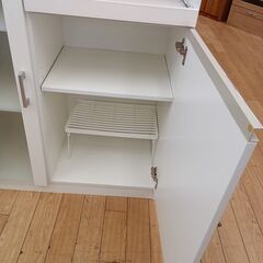 ★リユースのサカイつくば店★TK7348  レンジ台 ホワイト H119×D40×W75 クリーニング済みの画像