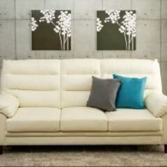 新品同様　ヤマダオリジナル［3人掛］ソファ 「YS130012IV」幅209 合成皮革アイボリー 色の画像