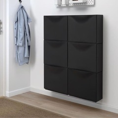 値下げ☆IKEA シューズボックス☆ブラック3セットの画像