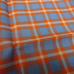 ( E-37 )Vivienne Westwood ヴィヴィアン・ウエストウッド チェック柄 オレンジ×ブルー オーブ刺繍 ハンカチーフ 未使用 長期保管品の画像