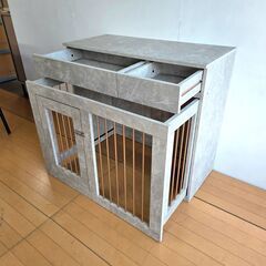 未使用訳あり 大理石柄　シャンパンゴールド 幅90cm 奥行40cm 収納付き ペットケージ ペットサークル 省スペース 室内サークルの画像